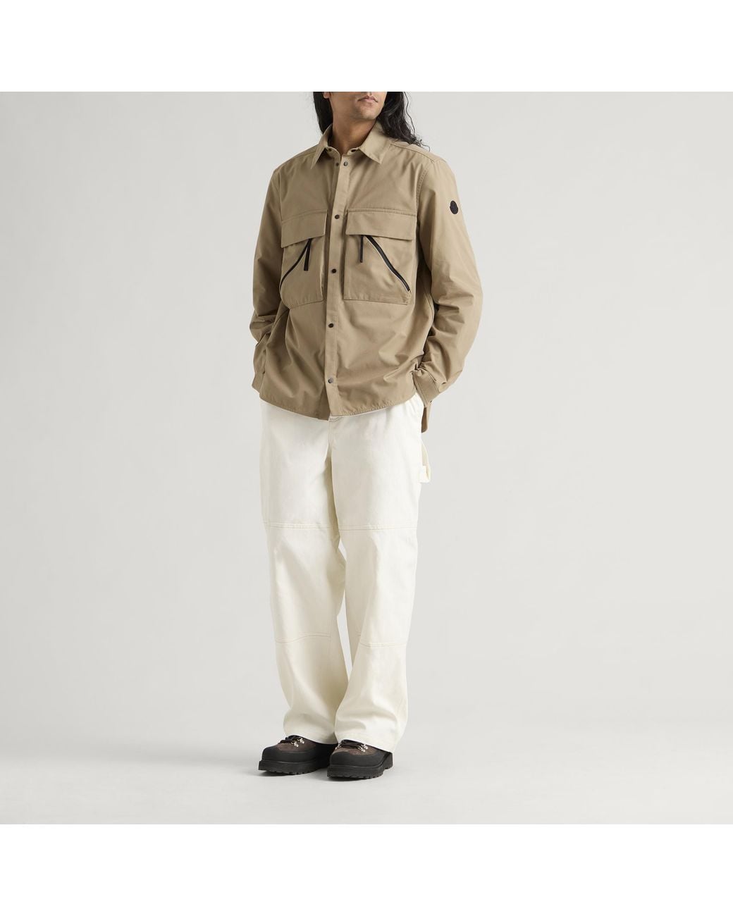 Moncler Natural Brushed Cotton Cargo Shirt for men