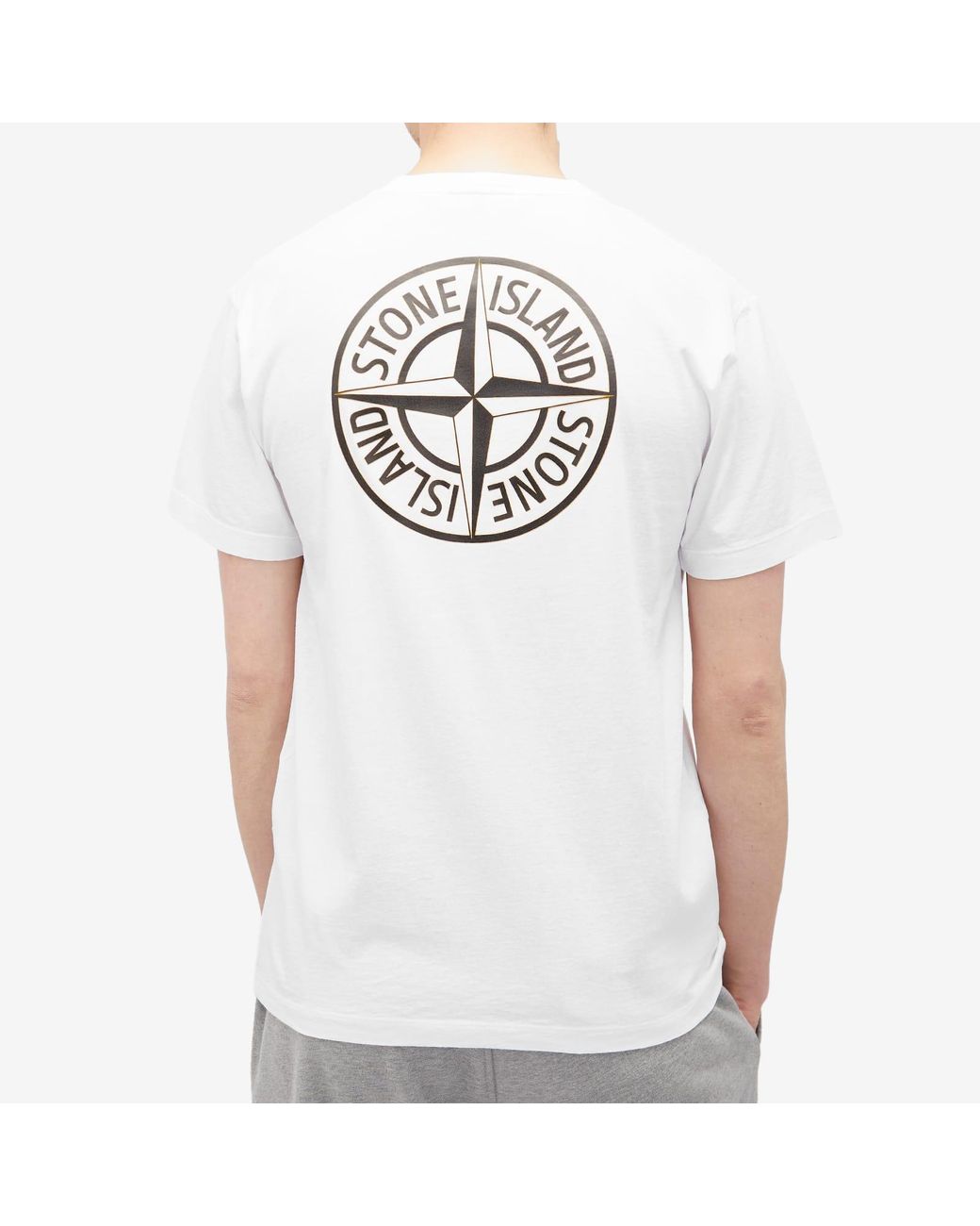 Stone Island Badge Back Print T Shirt in White for Men Lyst UK