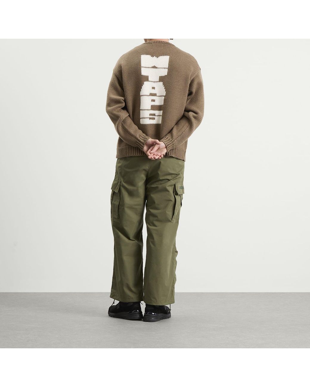 (w)taps Brown Intarsia Knit Sweater for men