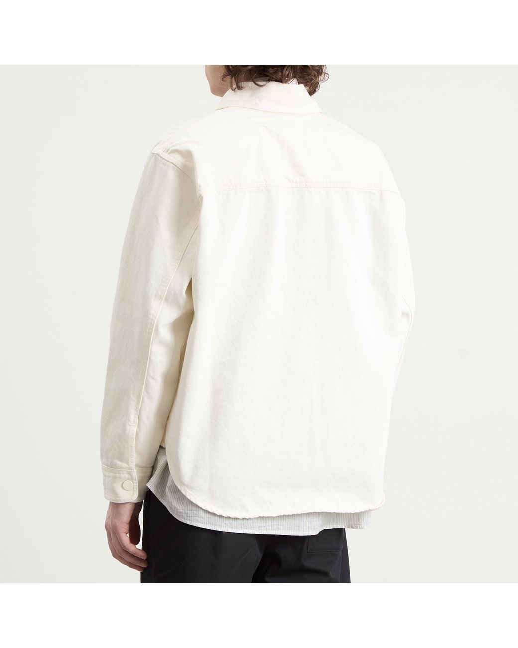 AMI White Denim Overshirt With Knitted Ami De Coeur for men