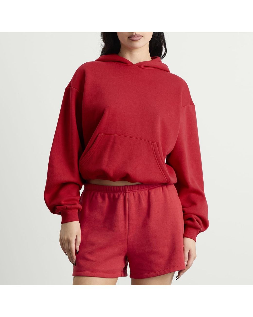 Skims Red Cotton Fleece Classic Zip Up Hoodie