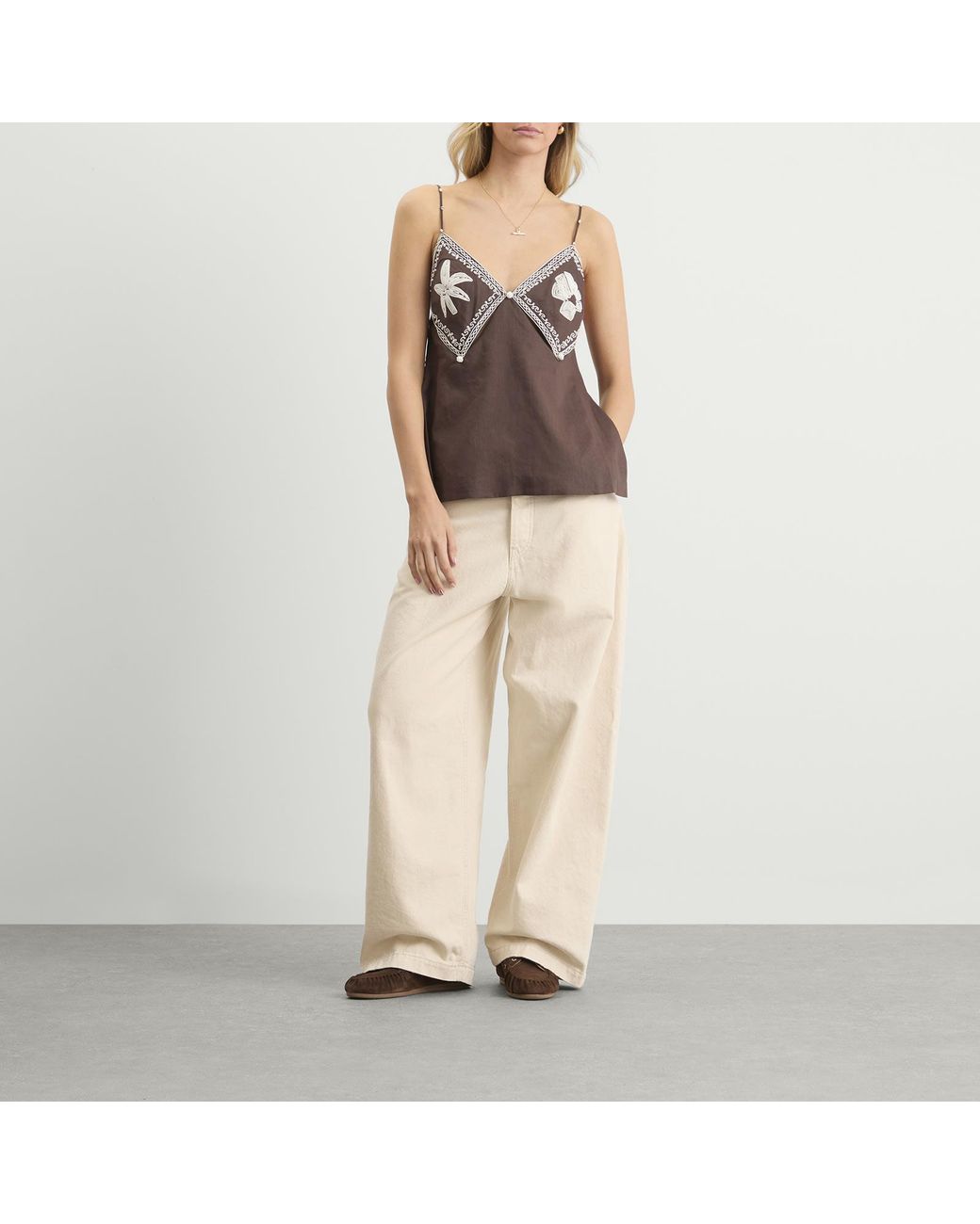 ALÉMAIS Brown Leandra Corded Cami Top
