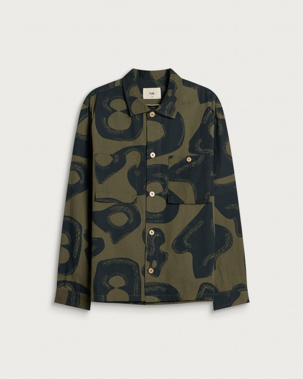 Folk Green Patch Overshirt for men