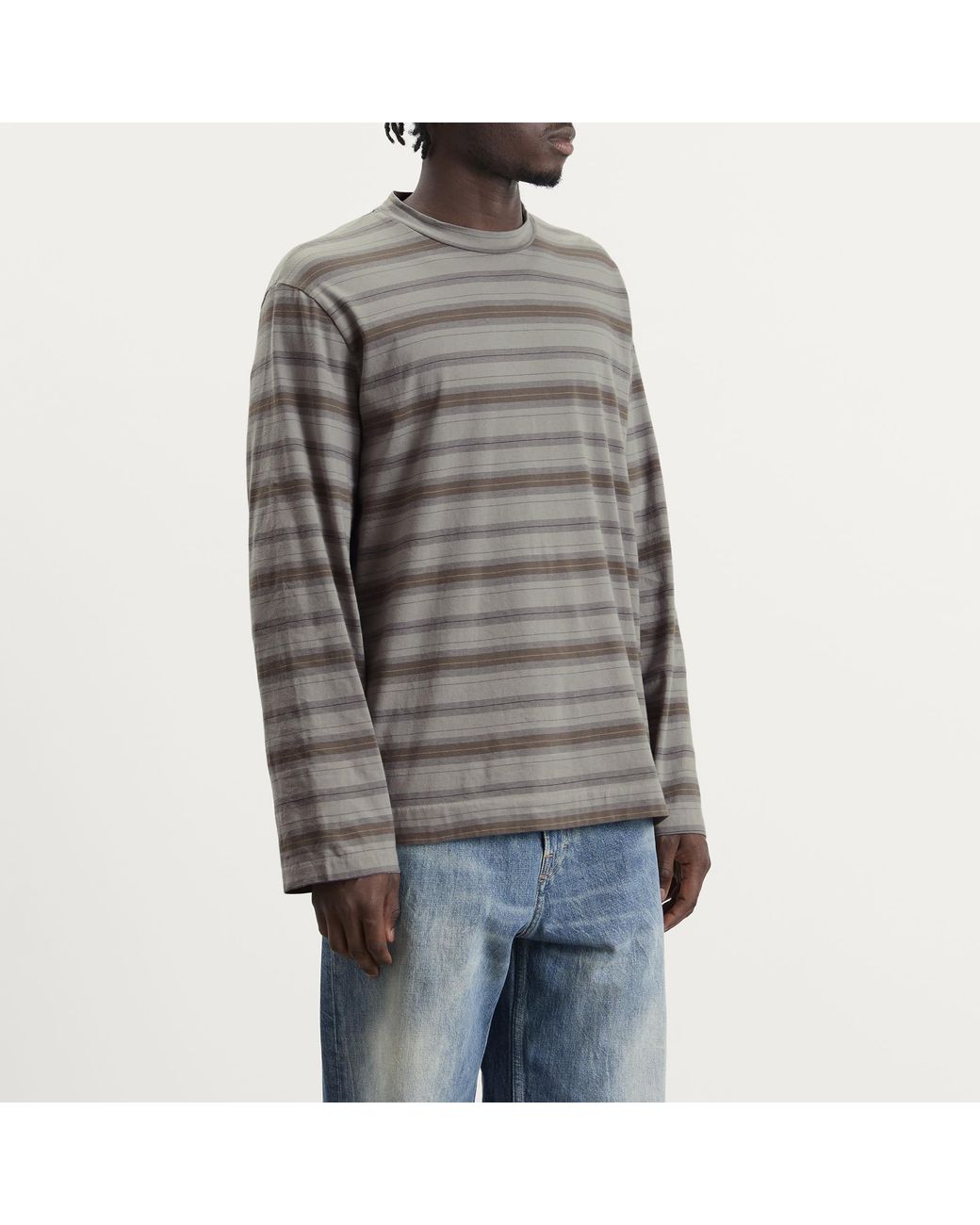 Our Legacy Gray Stripe Box Long Sleeve Top for men