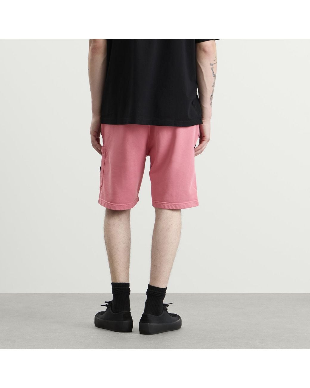 Stone Island Pink Organic Cotton Fleece Shorts for men