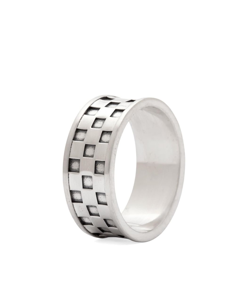 Serge Denimes White Checkered Ring for men