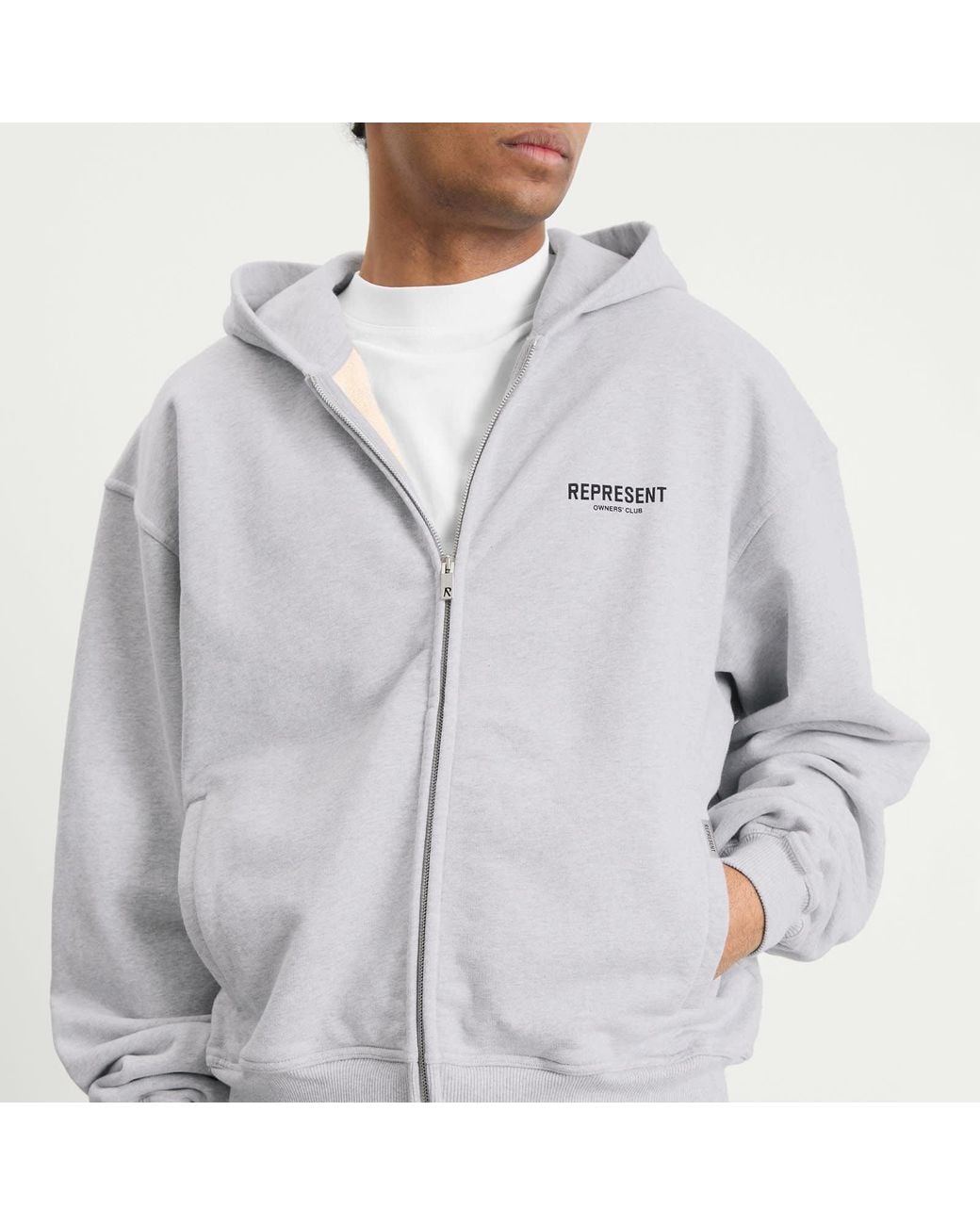 Represent Gray Owners Club Zip Hoodie for men