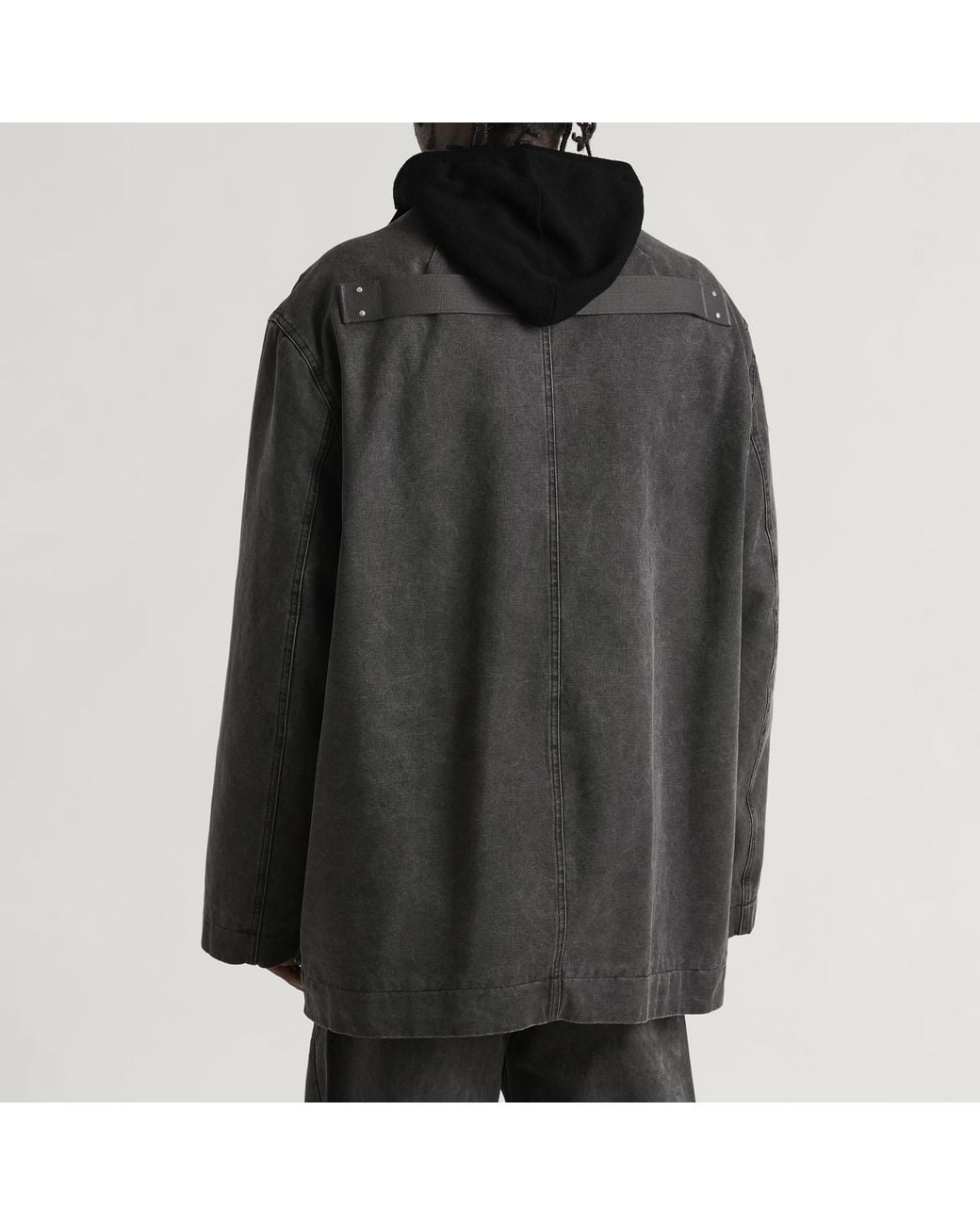 Rick Owens Gray Collared Canvas Mac for men