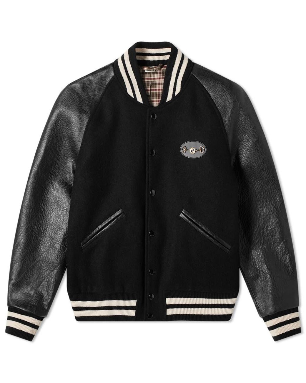 Gucci Horse Bit Varsity Jacket in Black for Men | Lyst