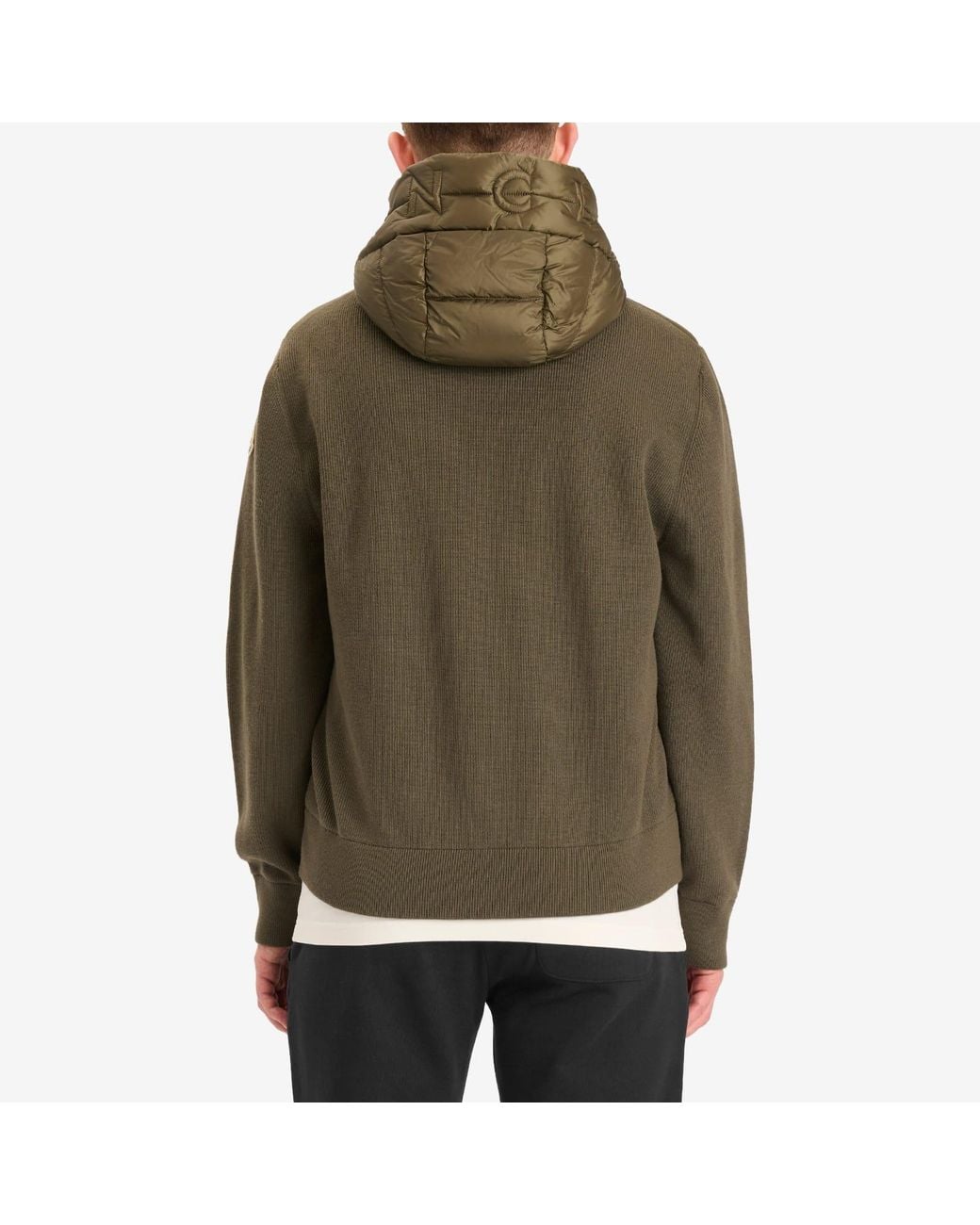 Moncler Green Hybrid Zip Through Hooded Jacket for men