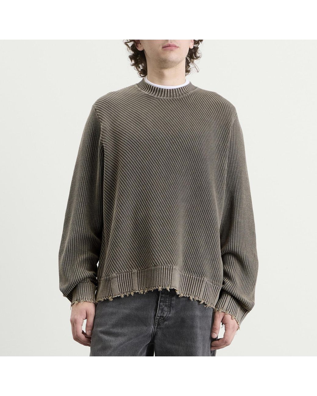 Won Hundred Gray Bently Diagonal Knit Sweater for men