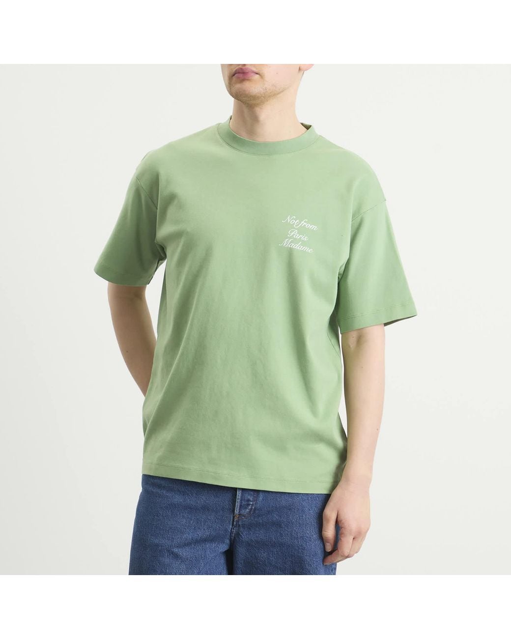 Drole de Monsieur The Calligraphy Slogan T-Shirt in Green for Men | Lyst