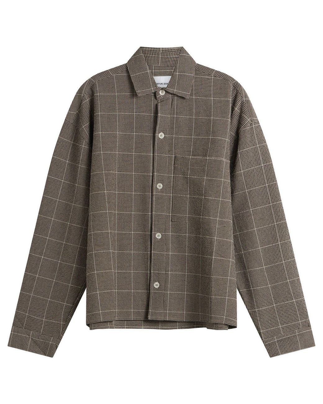 MKI Miyuki-Zoku Green Seersucker Check Box Dress Shirt for men