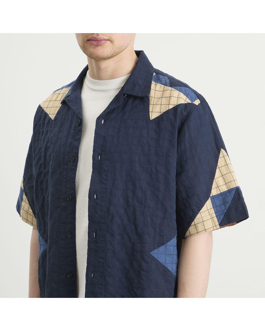 A.P.C. Blue Patchwork Shirt Jacket for men