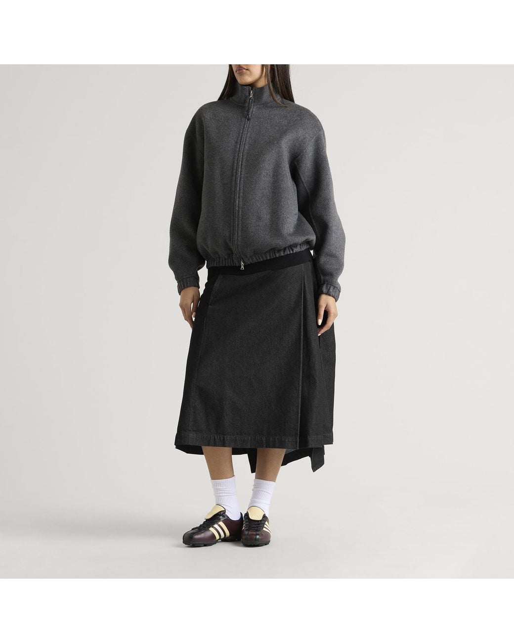Y-3 Black Denim Midi Skirt