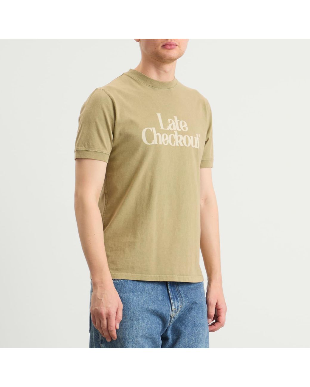 Late Checkout Yellow Logo Vintage Ringer T-Shirt for men
