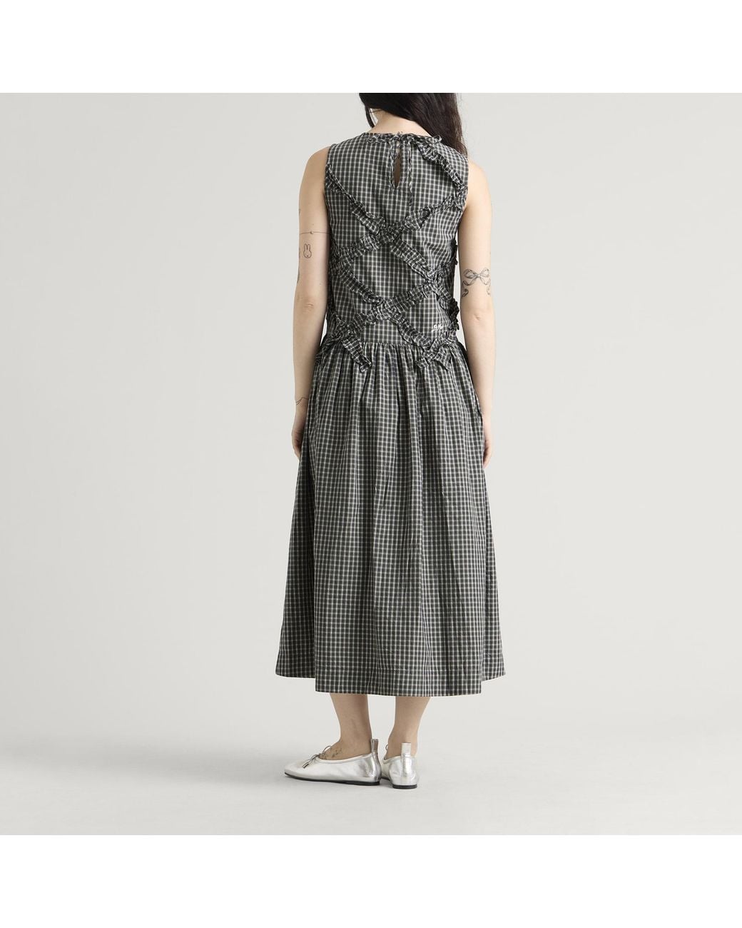 Damson Madder Gray Elora Midi Sleeveless Midi Dress