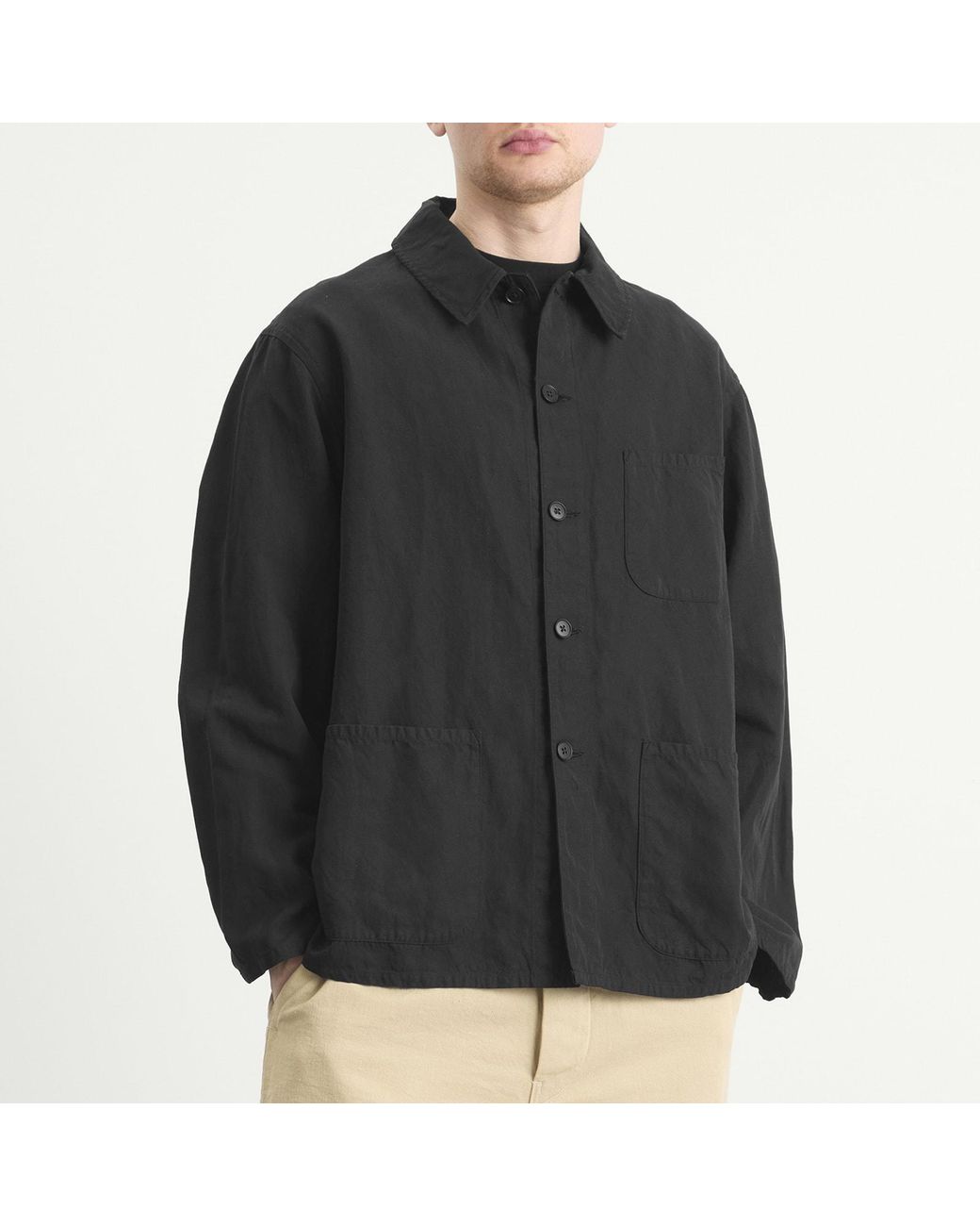 Kaptain Sunshine Black Gaba. Work Shirt Jacket for men