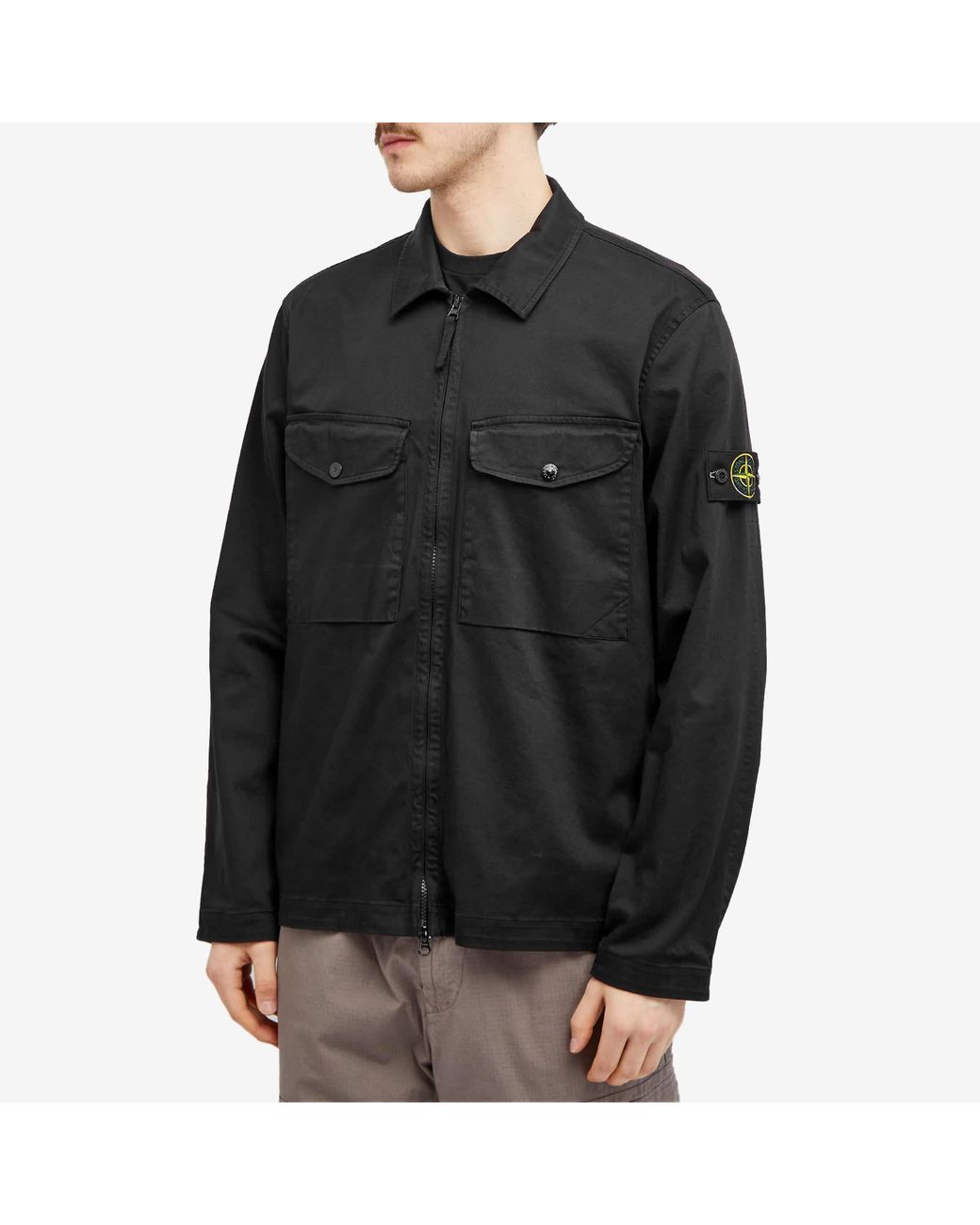 Stone island front pocket cotton shirt jacket outlet