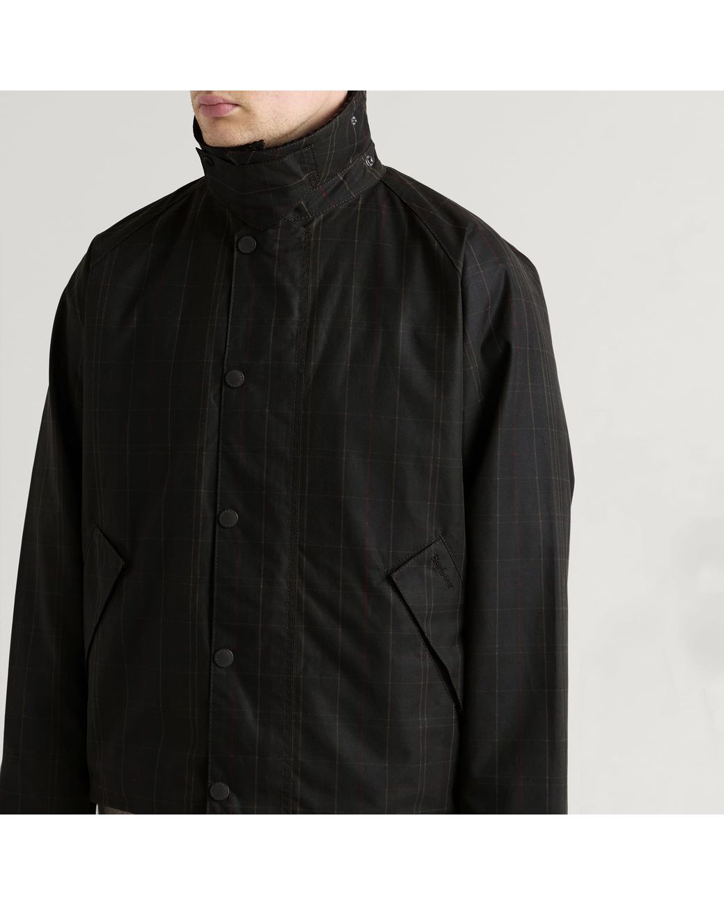 Barbour Black Tartan Transport Wax Jacket for men