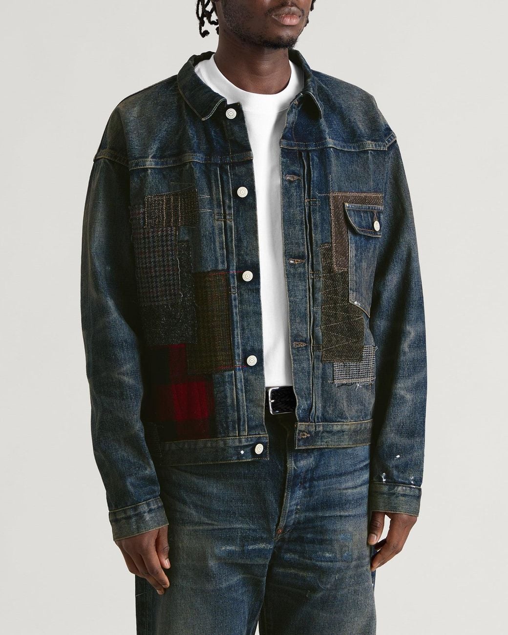 Junya Watanabe Blue Custom Patchwork Denim Jacket for men