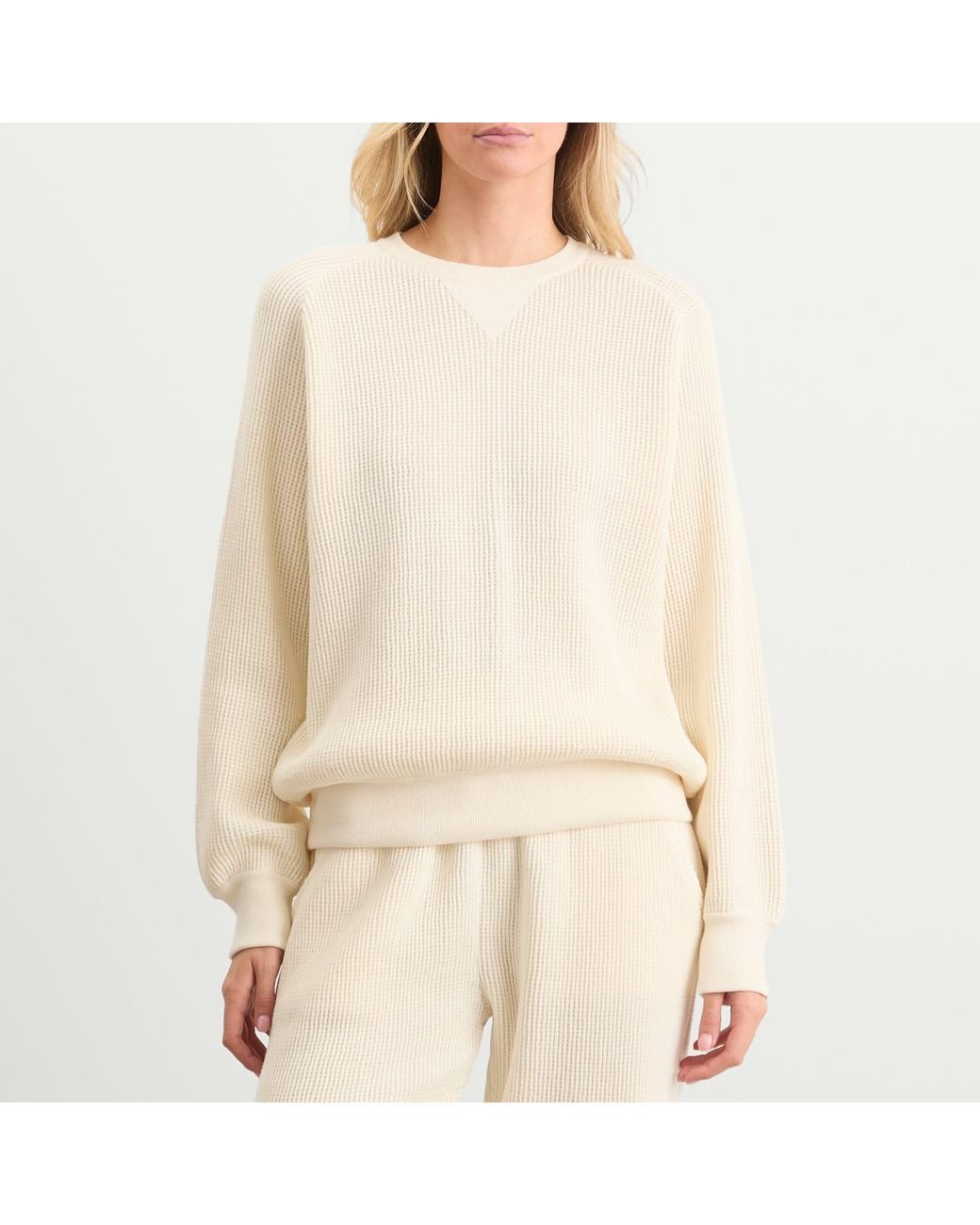 NOTHING WRITTEN White Waffle Knit Pullover