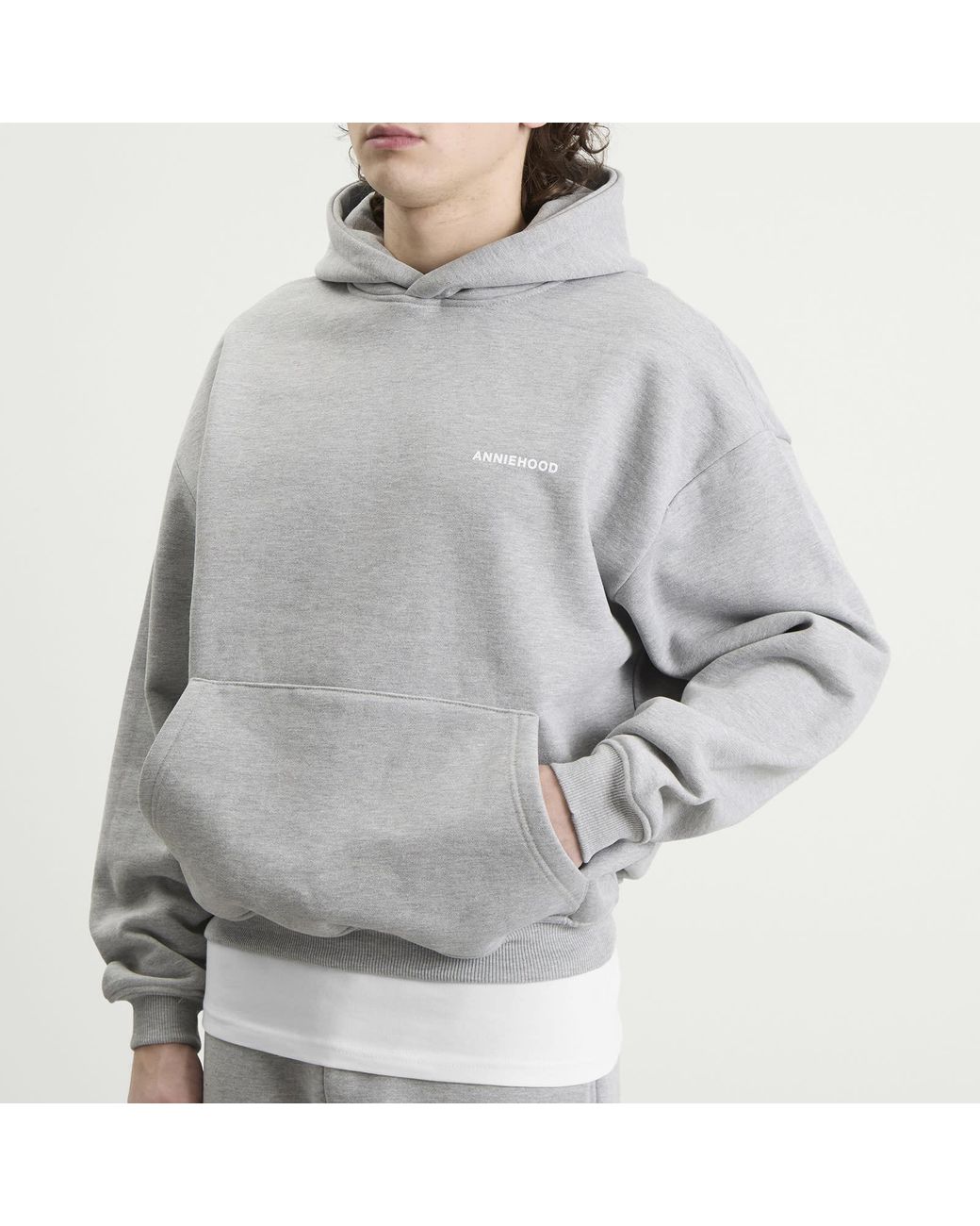 Annie Hood Gray Mini Logo Hoodie for men