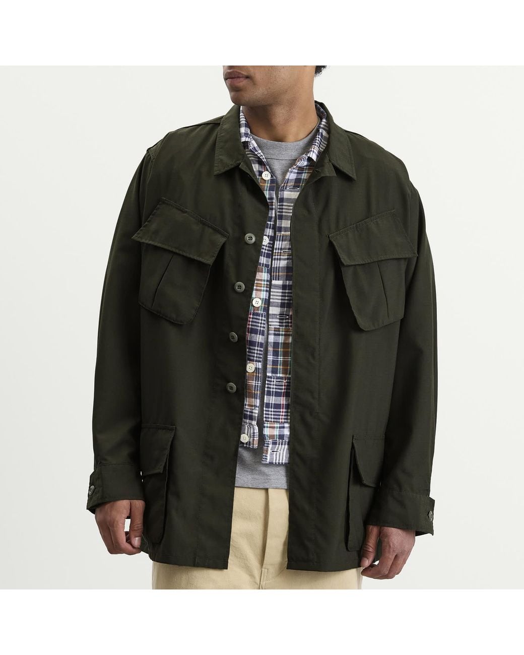 Beams Plus Green Ripstop Fatique Jacket for men