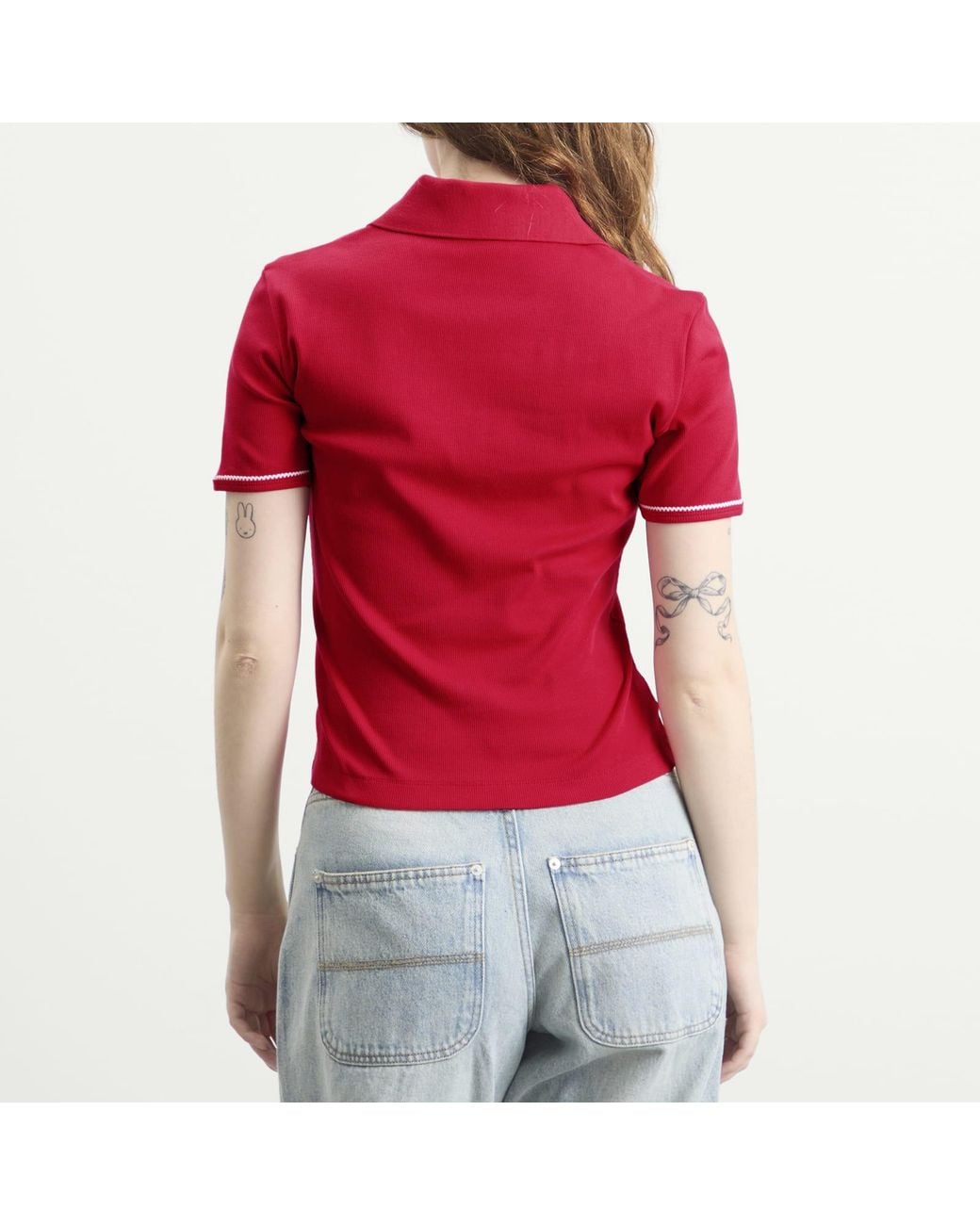 MARINE SERRE Red Cute 70's Polo T-Shirt
