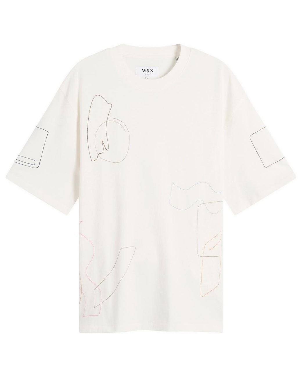 Wax London White Milton Shapes Embroidery T-Shirt for men