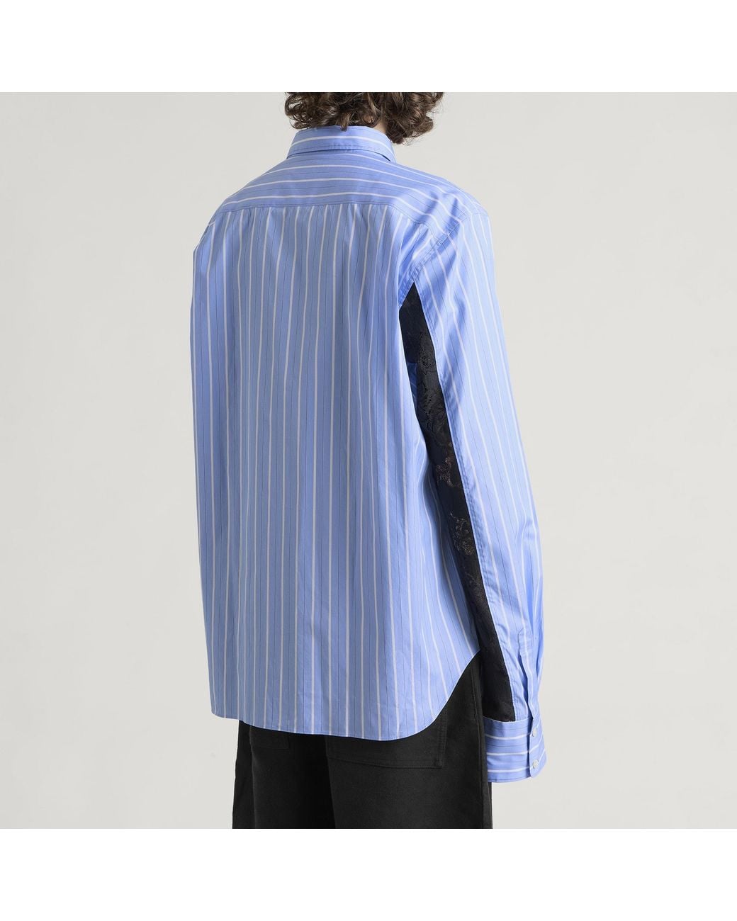 Comme des Garçons Blue Stripe Shirt With Lace Inlay for men