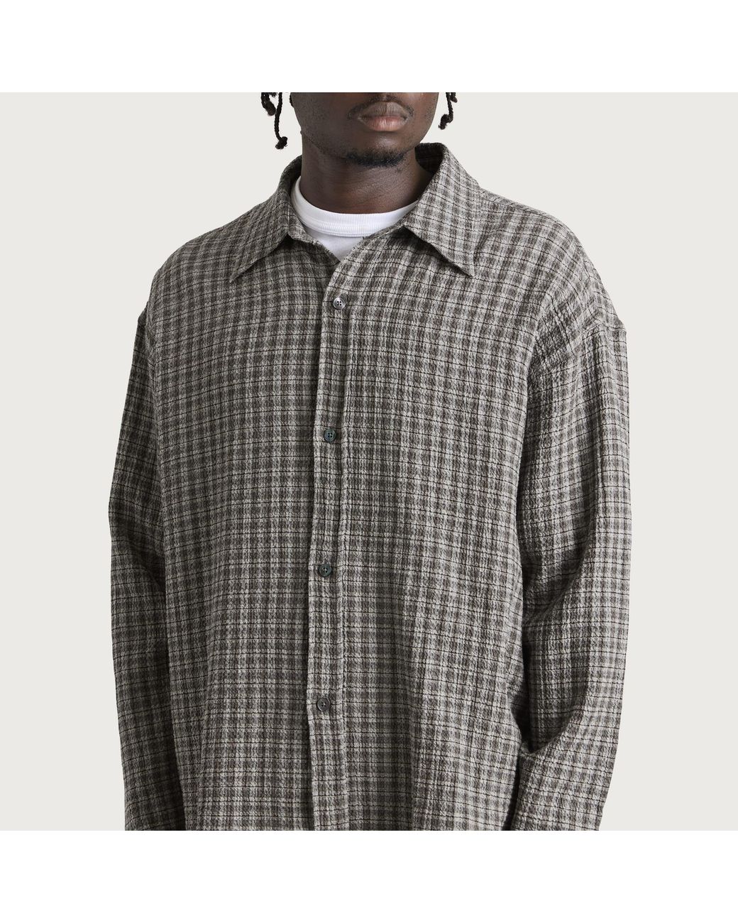 mfpen Gray Check Vacation Shirt for men