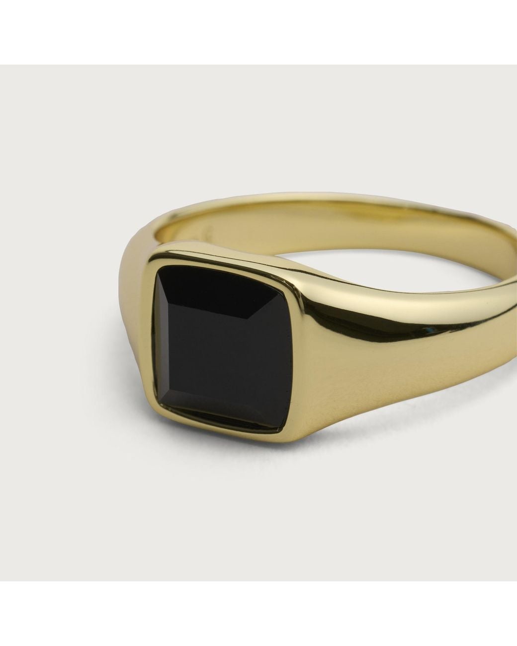 Common Lines Metallic Onyx Cushion Signet Ring for men