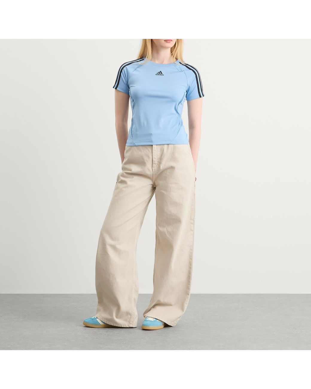 adidas Teamgeist Adicolor Slim Jersey T-Shirt in Blue | Lyst