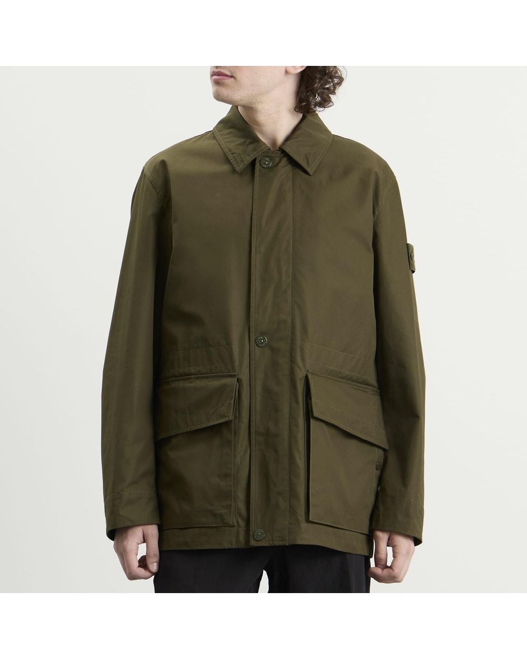 Stone Island Ghost All-Weather Cotton Canvas Jacket in Green for Men | Lyst