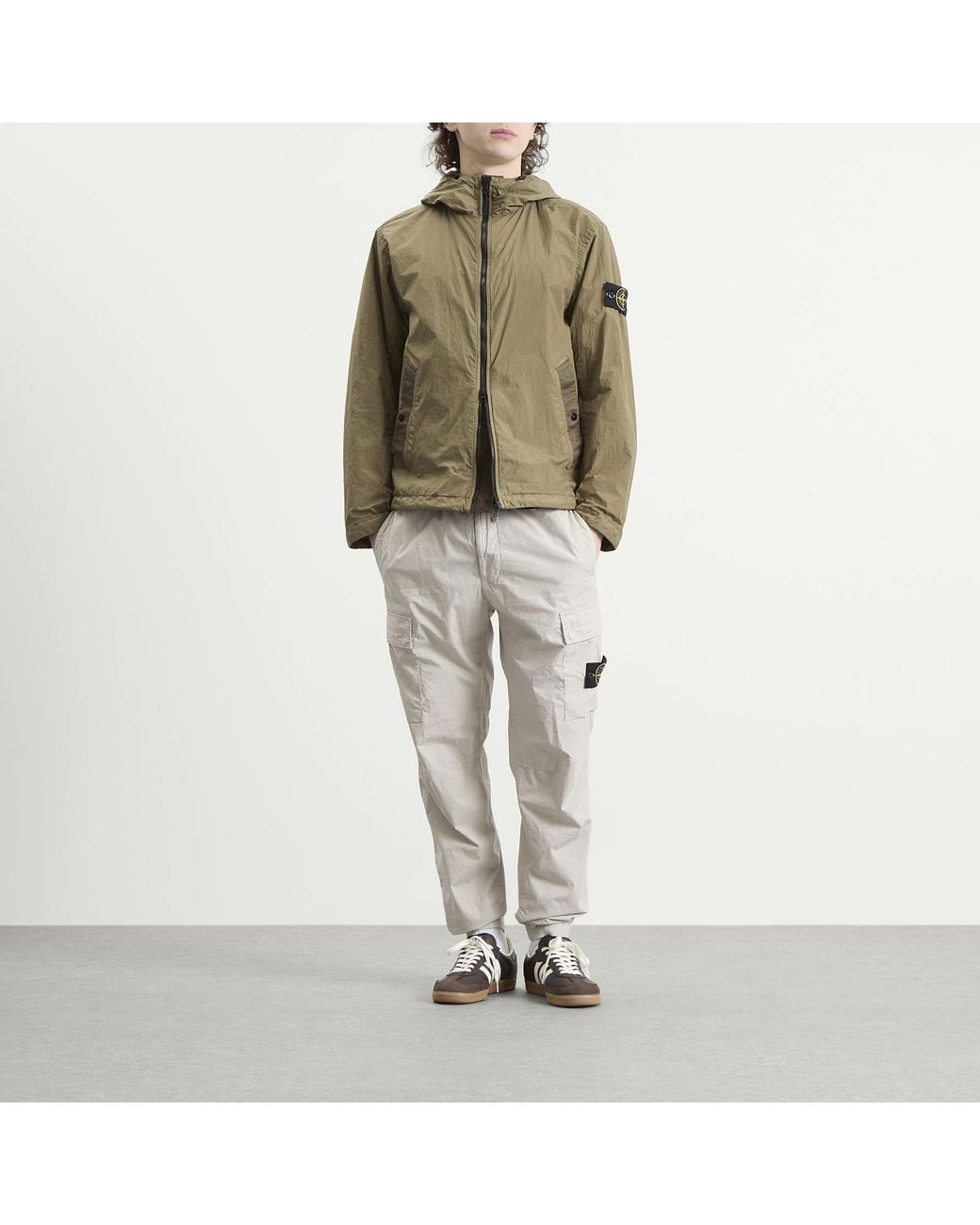 Stone Island Green Crinkle Reps Hooded Jacket for men