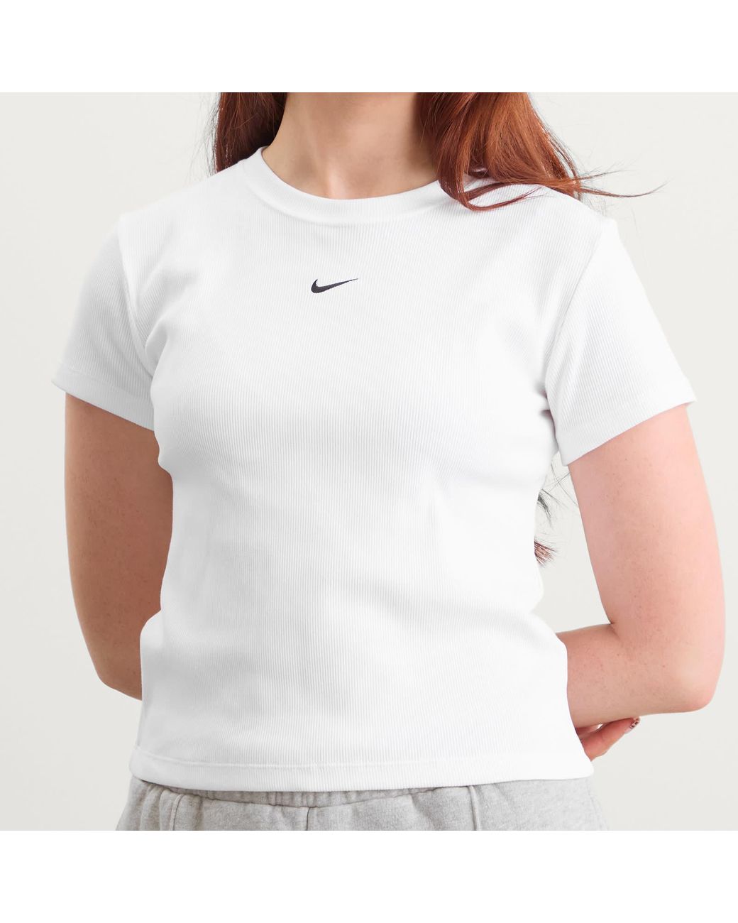 Nike White Tight Ribbed T-Shirt