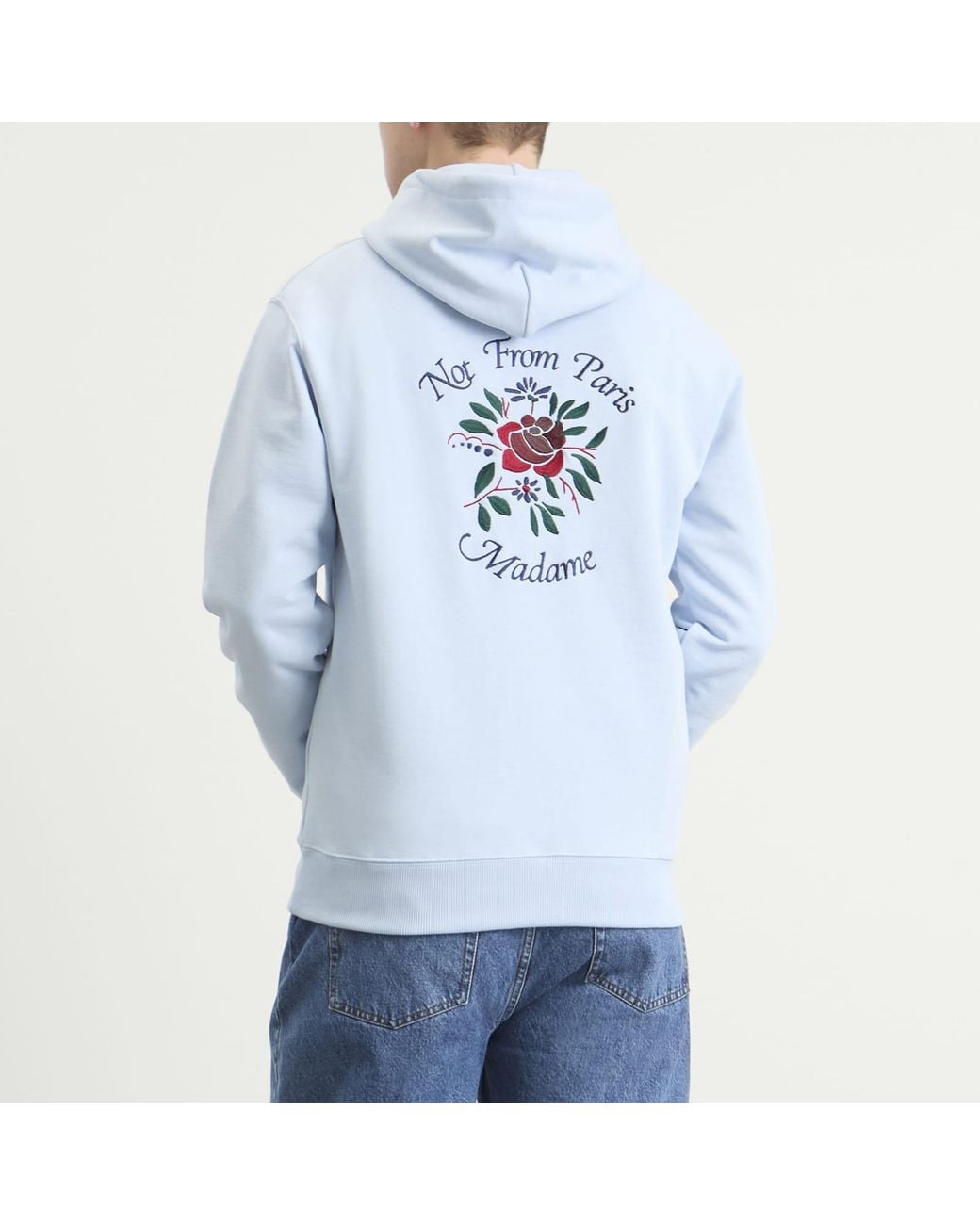 Drole de Monsieur Blue Rose Slogan Hoodie for men