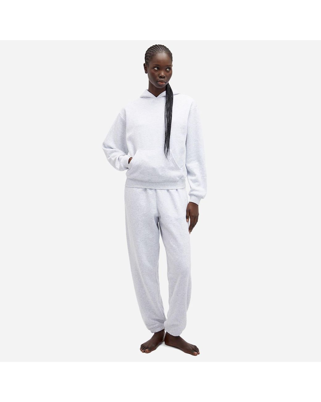 Skims White Cotton Fleece Classic Pullover Hoodie