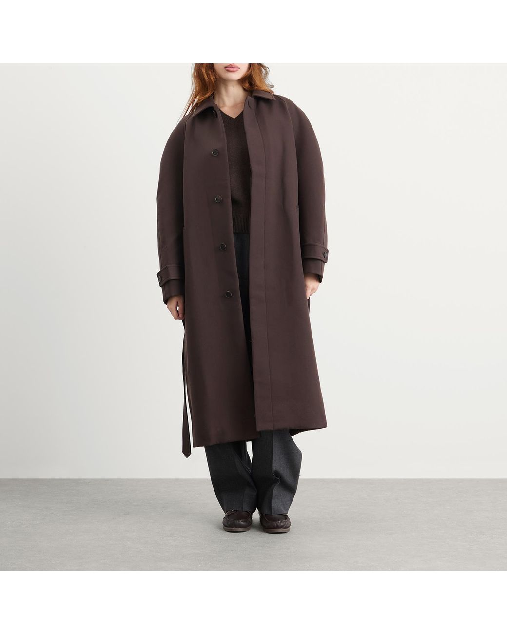 AURALEE Twisted Double Cloth Coat in Brown | Lyst