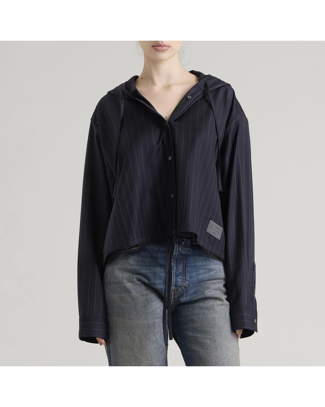 Acne Blue Sip Wool Pinstripe Shirt