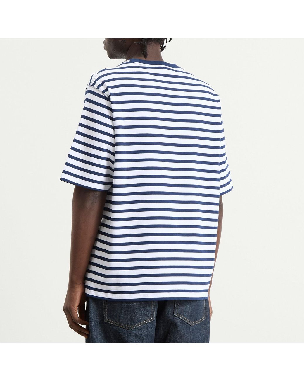 AMI Blue Short Sleeve Boxy Fit Mariniere T-Shirt for men