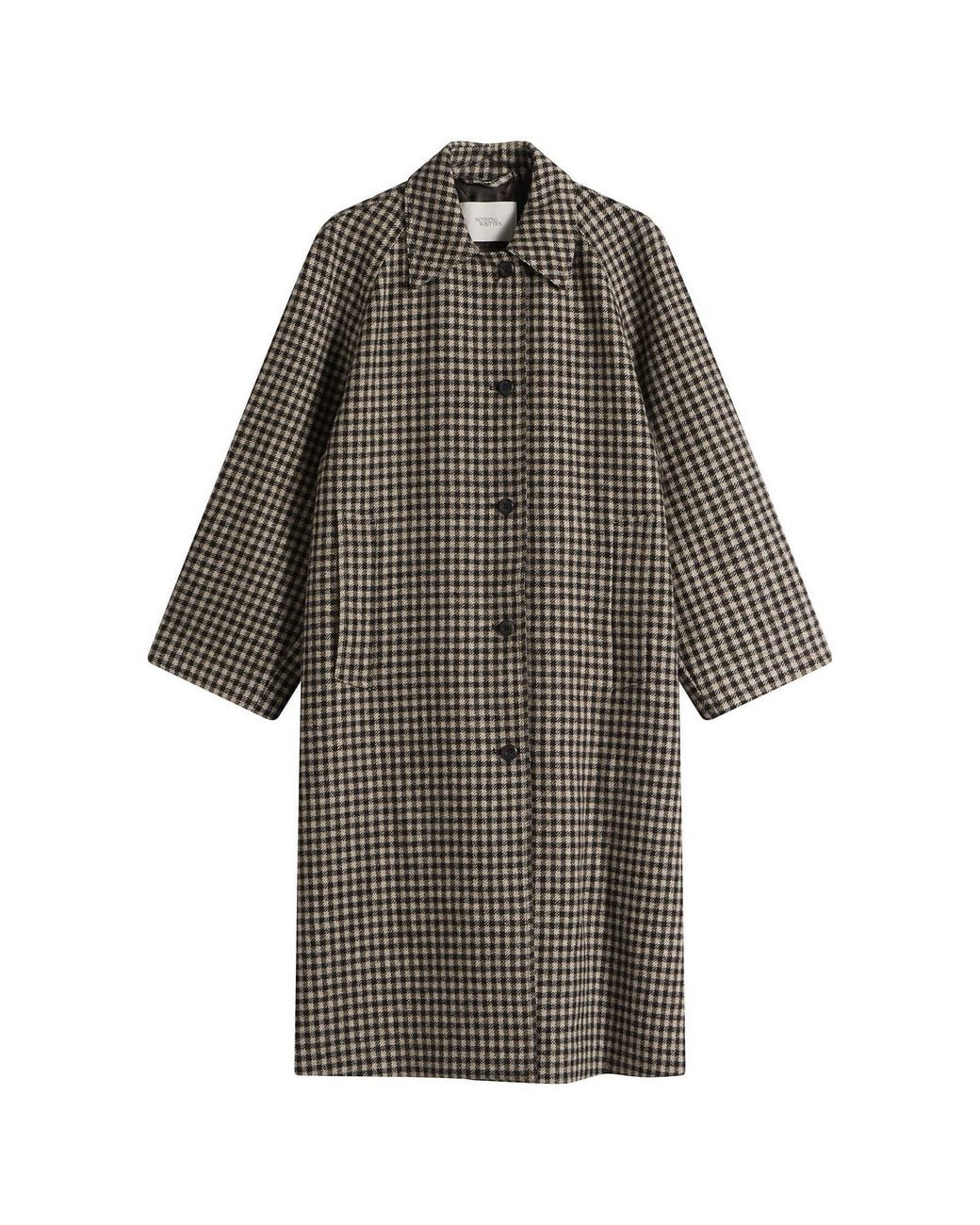 NOTHING WRITTEN Black Bébé Check Balmacaan Coat