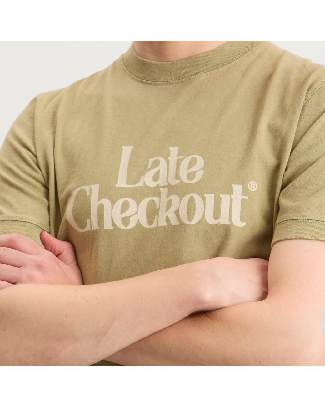 Late Checkout Yellow Logo Vintage Ringer T-Shirt for men