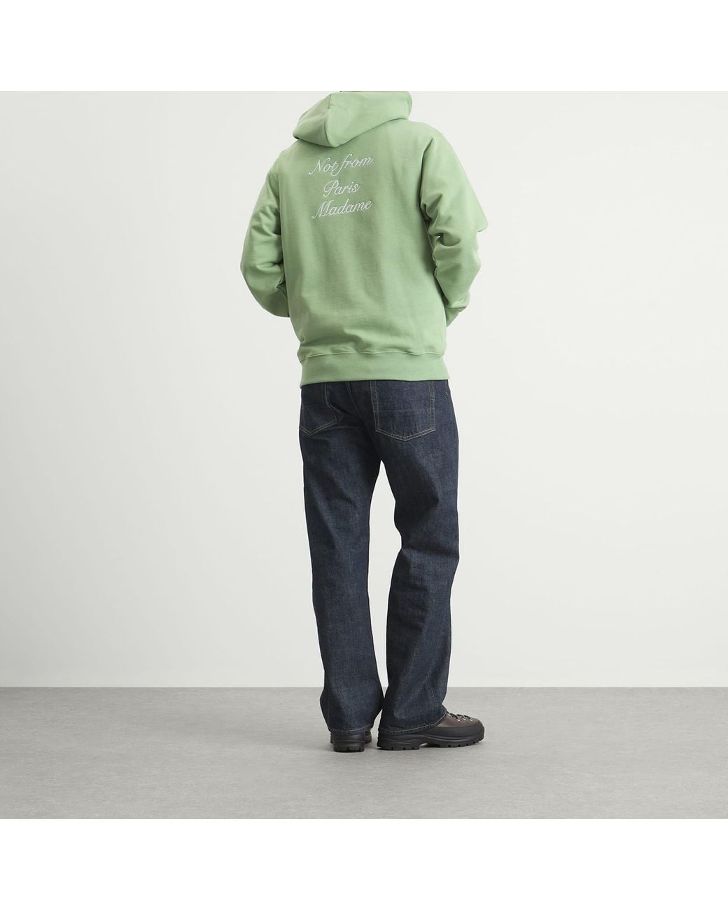 Drole de Monsieur Green Calligraphy Slogan Hoodie for men