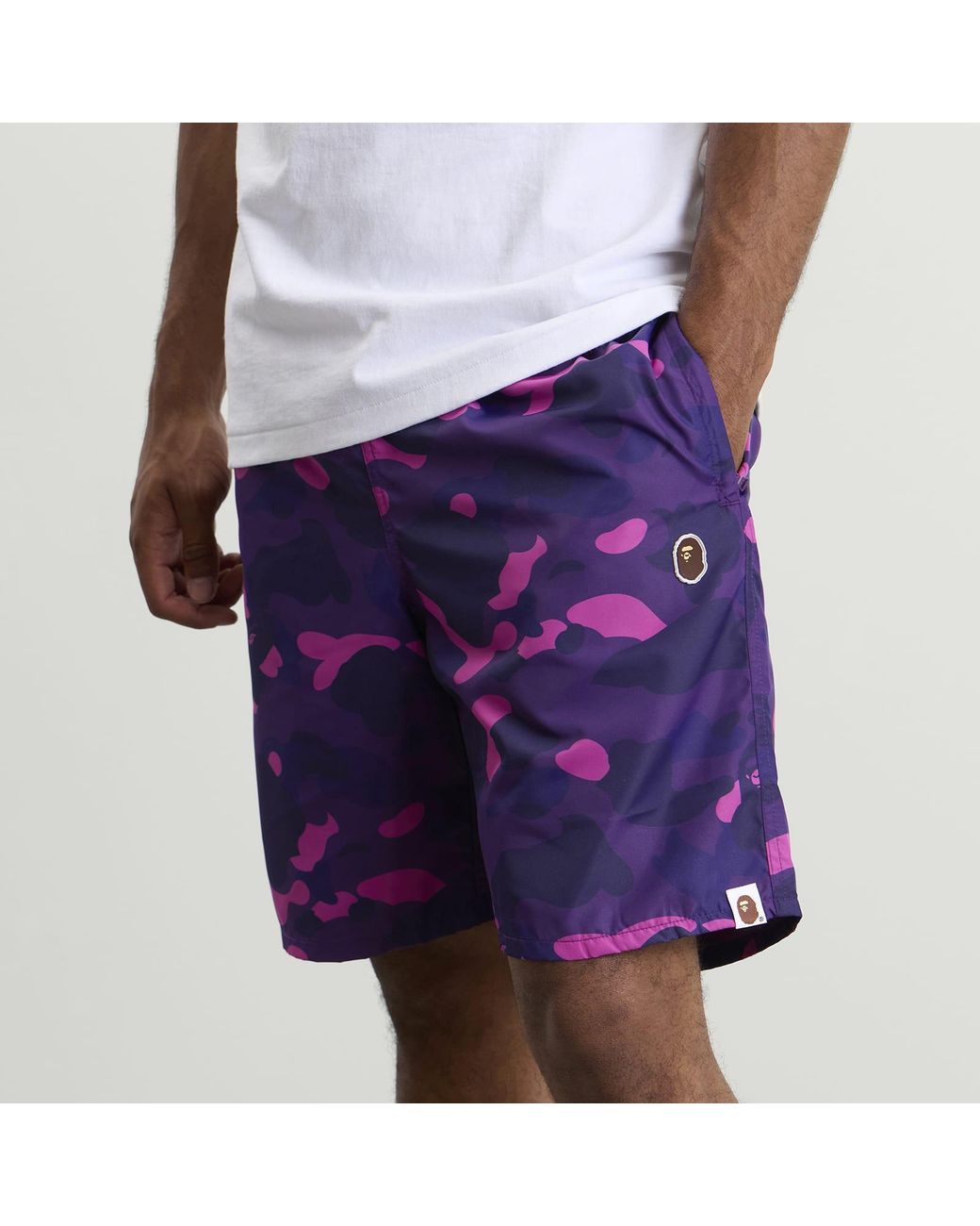 A Bathing Ape Blue Colour Camo One Point Beach Shorts for men