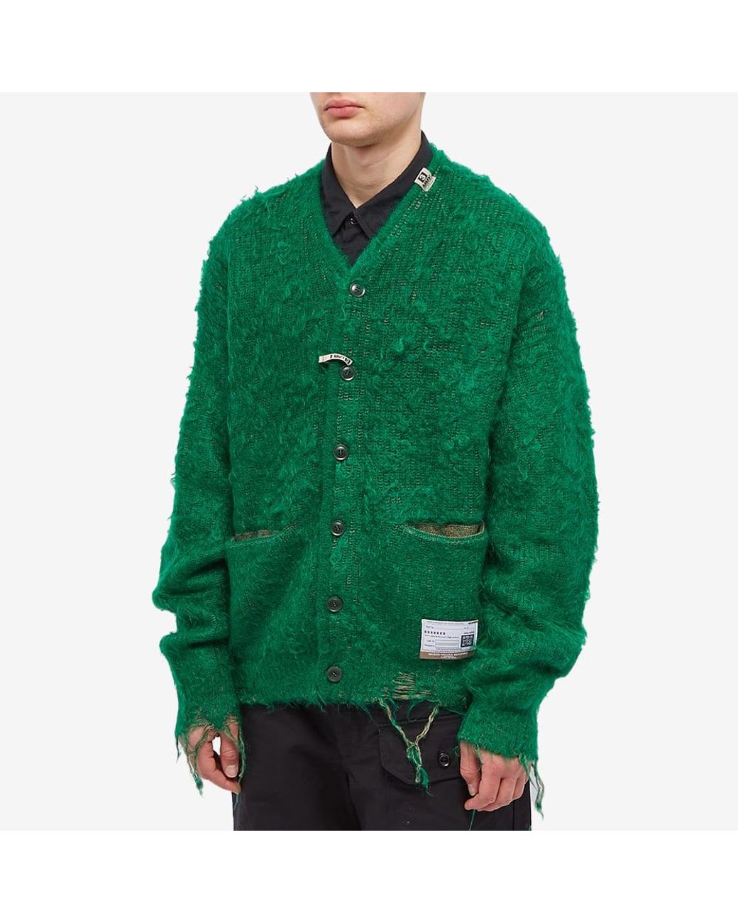 Maison Mihara Yasuhiro Brushed Knit Cardigan in Green for Men | Lyst