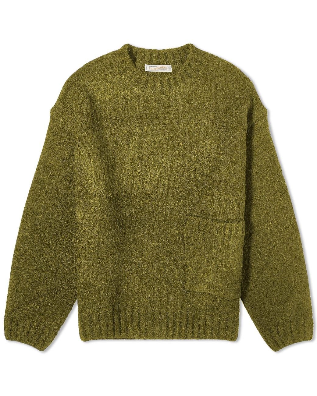 FRIZMWORKS Alpaca Boucle Pocket Sweater in Green for Men