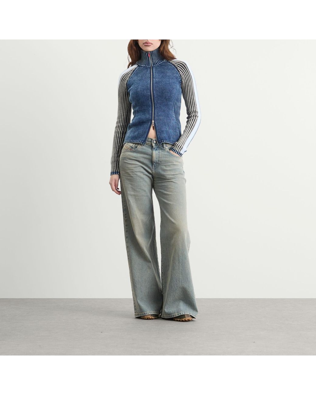 DIESEL Blue M-Estrella Ribbed Jacket