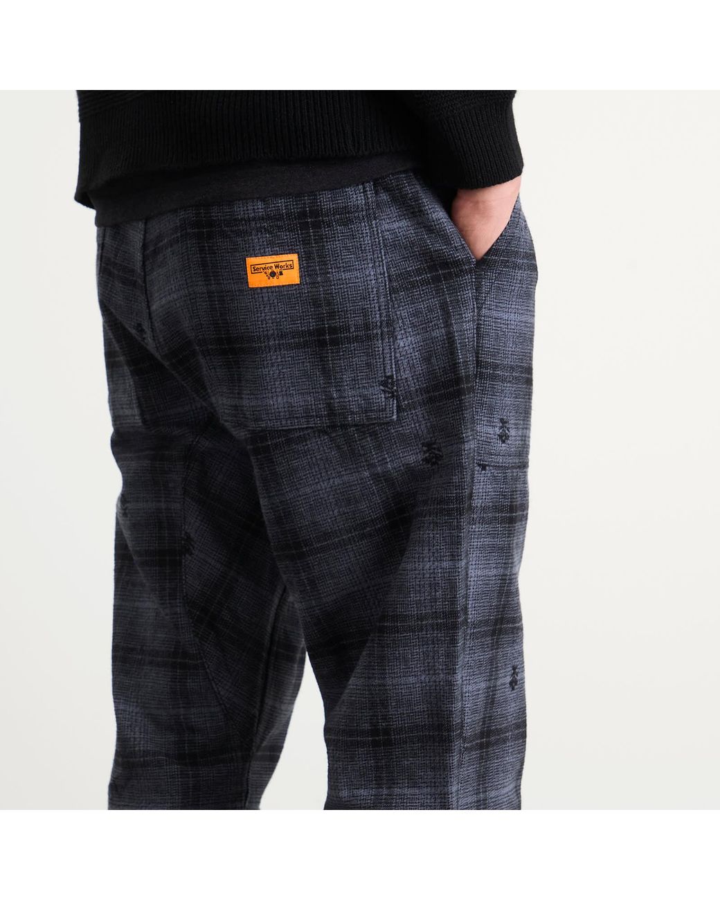 Service Works Gray Thistle Plaid Chef Pants for men